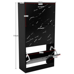 Lassic Vida Designs 3 Drawer Shoe Cabinet, Black Marble - thumbnail 2