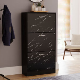 Lassic Vida Designs 3 Drawer Shoe Cabinet, Black Marble - thumbnail 1