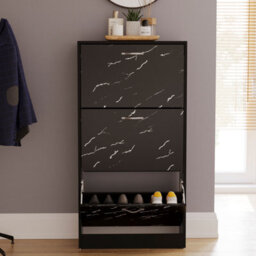 Lassic Vida Designs 3 Drawer Shoe Cabinet, Black Marble - thumbnail 5