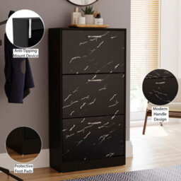 Lassic Vida Designs 3 Drawer Shoe Cabinet, Black Marble - thumbnail 8