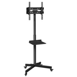 Yaheetech Black Adjustable Rolling Tv Stand With Bracket & Tray - thumbnail 2