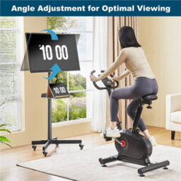 Yaheetech Black Adjustable Rolling Tv Stand With Bracket & Tray - thumbnail 8