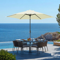 Rinse Bathrooms Outdoor Patio Garden Parasol 2.5M Sun Shade Umbrella Canopy W/crank Tilt Uv Protection Cream