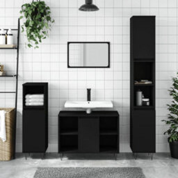 Berkfield Bathroom Cabinet Black 80X33X60 Cm Engineered Wood - thumbnail 1