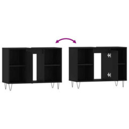 Berkfield Bathroom Cabinet Black 80X33X60 Cm Engineered Wood - thumbnail 9