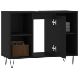 Berkfield Bathroom Cabinet Black 80X33X60 Cm Engineered Wood - thumbnail 4