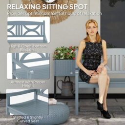 Outsunny 2-Seater Wooden Garden Bench Outdoor Patio Loveseat Grey - thumbnail 5