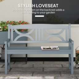 Outsunny 2-Seater Wooden Garden Bench Outdoor Patio Loveseat Grey - thumbnail 4
