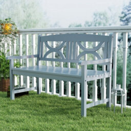 Outsunny 2-Seater Wooden Garden Bench Outdoor Patio Loveseat Grey - thumbnail 7