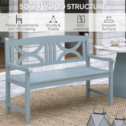 Outsunny 2-Seater Wooden Garden Bench Outdoor Patio Loveseat Grey - thumbnail 6