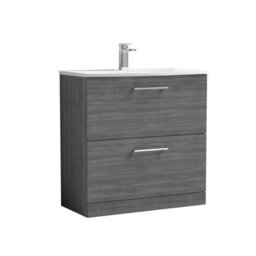 Balterley  Modern Bathroom 2 Soft Close Drawer Floor Standing Vanity & Basin, Anthracite, 800mm - thumbnail 1
