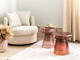 Beliani Set Of 2 Side Tables Laguna/caldera Glass Red - thumbnail 2