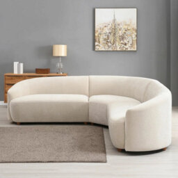 Xample Dolen Beige Fabric 3 Piece Corner Sofa Pocket Coil Cushions, Sinuous Spring Seats, Fixed Cushions, Fsc Wood Frame - thumbnail 3