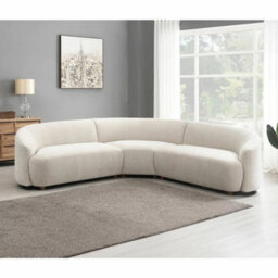 Xample Dolen Beige Fabric 3 Piece Corner Sofa Pocket Coil Cushions, Sinuous Spring Seats, Fixed Cushions, Fsc Wood Frame - thumbnail 1