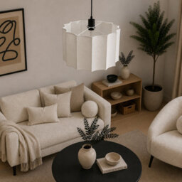 CGC Lighting Cgc Catalina Large 50Cm Cream Fine Linen Inverted Scallop Lampshade - thumbnail 5