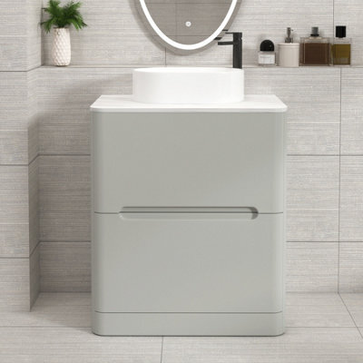 Royal Bathrooms Venice 700mm Dove Grey Freestanding Bathroom Countertop Vanity Unit 2 Drawer With Peak Basin - image 1