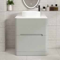 Royal Bathrooms Venice 700mm Dove Grey Freestanding Bathroom Countertop Vanity Unit 2 Drawer With Peak Basin - thumbnail 1