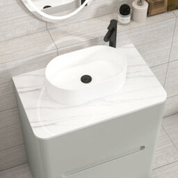 Royal Bathrooms Venice 700mm Dove Grey Freestanding Bathroom Countertop Vanity Unit 2 Drawer With Peak Basin - thumbnail 6