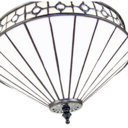 Happy Homewares Modern Opal White Tiffany Glass Pendant Shade With Small Circular Clear Beads - thumbnail 2