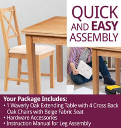 Hallowood Furniture Waverly Small Extending Table With 4 Cross Back Oak Chairs With Beige Fabric Seat - thumbnail 7