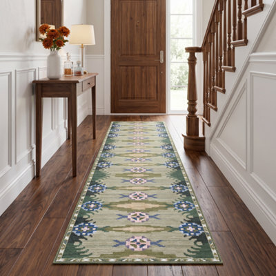 Decoranddecor Hallway Runners, Washable Rugs, Carpet Runner Rug, 60X240Cm, Non-Slip, Pet Friendly, Low Pile, Geometric Rug - Sore - image 1