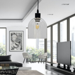 First Choice Lighting Set Of 2 Belten - Clear Glass Cloche With Black Pendant Fittings - thumbnail 4