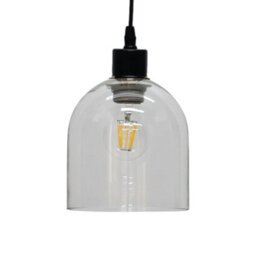 First Choice Lighting Set Of 2 Belten - Clear Glass Cloche With Black Pendant Fittings - thumbnail 3