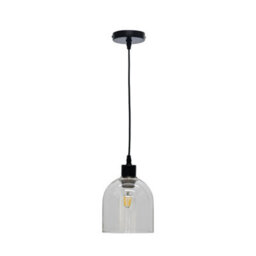 First Choice Lighting Set Of 2 Belten - Clear Glass Cloche With Black Pendant Fittings - thumbnail 2