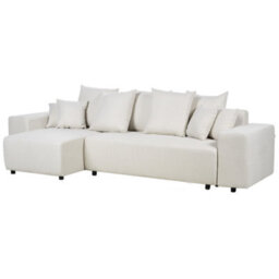 Beliani Corner Sofa Bed 3 Seater Luspa Fabric Light Beige With Storage Right Hand - thumbnail 5