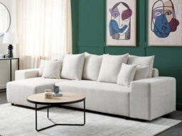 Beliani Corner Sofa Bed 3 Seater Luspa Fabric Light Beige With Storage Right Hand - thumbnail 2