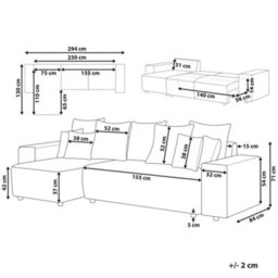 Beliani Corner Sofa Bed 3 Seater Luspa Fabric Light Beige With Storage Right Hand - thumbnail 3