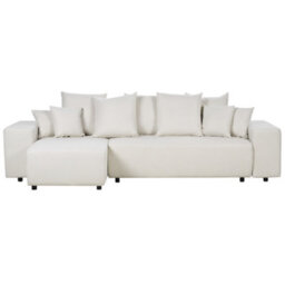 Beliani Corner Sofa Bed 3 Seater Luspa Fabric Light Beige With Storage Right Hand - thumbnail 1