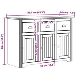 Vidaxl Sideboard Bodo White 115X43X79.5 Cm Solid Wood Pine - thumbnail 8