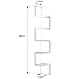 Living And Home 5 Tier Brown Zigzag Design Wooden Floating Wall Corner Shelf Bookcase - thumbnail 6