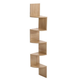 Living And Home 5 Tier Brown Zigzag Design Wooden Floating Wall Corner Shelf Bookcase - thumbnail 4