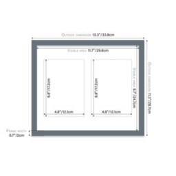 12X10 Inch 2 Opening Photo Collage Frame, Display Two 7X5 Inch Photos, Multi Aperture Family Picture Frame, Grey - thumbnail 4