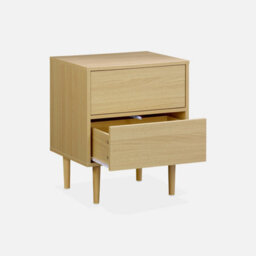 Sweeek - Pair Of Bedside Tables With Wood-Effect Mika Natural 48X40X59 Cm - thumbnail 4