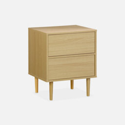 Sweeek - Pair Of Bedside Tables With Wood-Effect Mika Natural 48X40X59 Cm - thumbnail 3