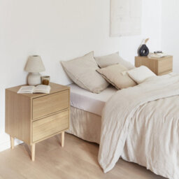 Sweeek - Pair Of Bedside Tables With Wood-Effect Mika Natural 48X40X59 Cm - thumbnail 8
