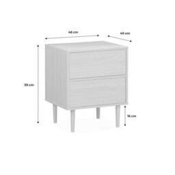 Sweeek - Pair Of Bedside Tables With Wood-Effect Mika Natural 48X40X59 Cm - thumbnail 6