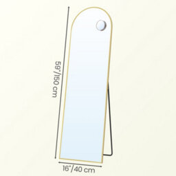 LEDREM Arched Full-Length Standing Mirror With Magnifying Mirror, Tempered Glass, 150 X 40 Cm, Gold - thumbnail 5