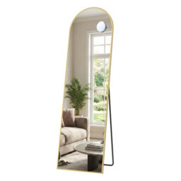 LEDREM Arched Full-Length Standing Mirror With Magnifying Mirror, Tempered Glass, 150 X 40 Cm, Gold - thumbnail 4
