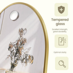 LEDREM Arched Full-Length Standing Mirror With Magnifying Mirror, Tempered Glass, 150 X 40 Cm, Gold - thumbnail 7