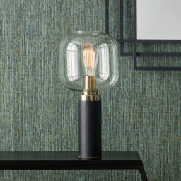 Pacific Lifestyle Industrial Thin Black Metal And Glass Table Lamp