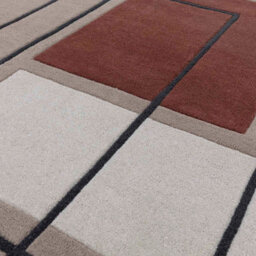 Modern Terracotta Handmade Geometric Wool Easy To Clean Rug For Bedroom & Living Room-120Cm X 170Cm - thumbnail 4