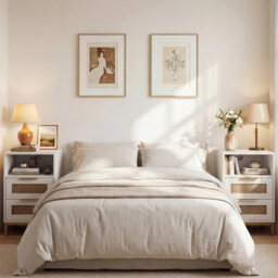 Gainoom White Bedside Table Narrow End Table With Charging Station Rattan Nightstand With Open Cubby & Back Storage - thumbnail 9