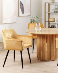 Beliani Set Of 2 Dining Chairs Jasmin Velvet Mustard - thumbnail 2