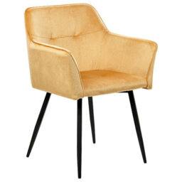 Beliani Set Of 2 Dining Chairs Jasmin Velvet Mustard - thumbnail 5