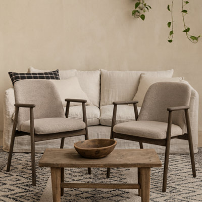 Wyld Haus Kampala Beige Monza Upholstered Dining Chairs With Armrests Set Of 2 - image 1