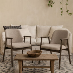 Wyld Haus Kampala Beige Monza Upholstered Dining Chairs With Armrests Set Of 2 - thumbnail 1
